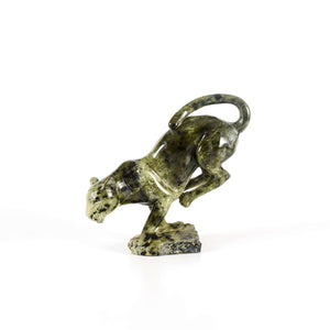 Pouncing Leopard Stone Carving