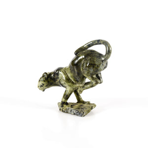 Pouncing Leopard Stone Carving