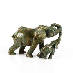 Elephant & calf (semi-precious Verdite)