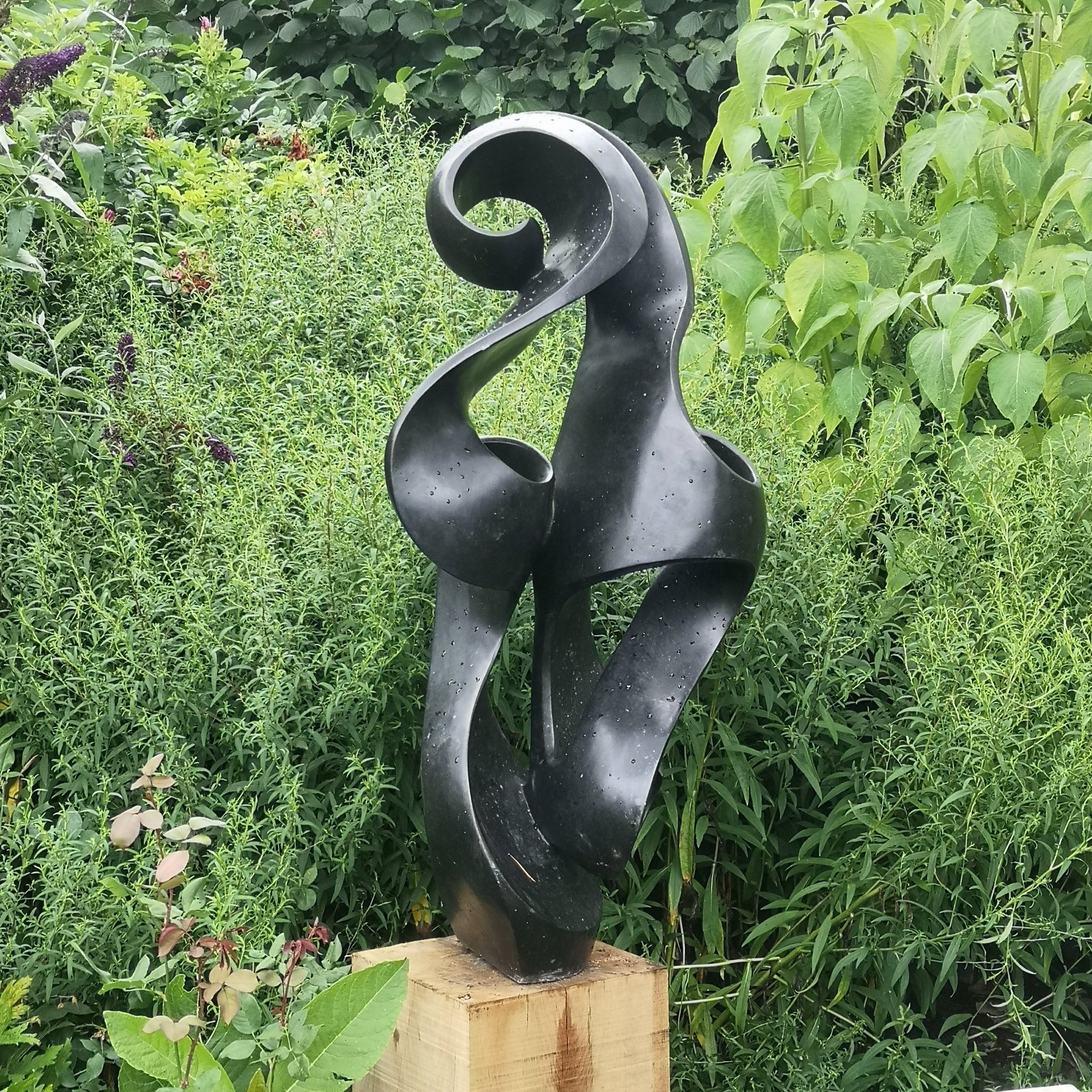 "Fluency" contemporary stone garden sculpture. African Masters of Stone